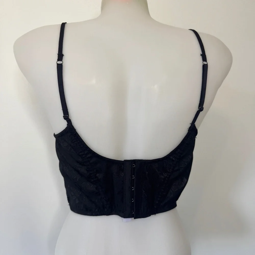 Urban Outfitters Out From Under Devon Satin Corset Black Bra Top Sz L - Picture 3 of 14